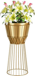 Metal Plant Stand with Pot 12" - Tall Decorative Metal Plant Holder Stand Indoor, Gold Plant Stand Modern Flower Potted Rack for Corner Display, Living Room, Office, Modern Home Decor- Height 27"
