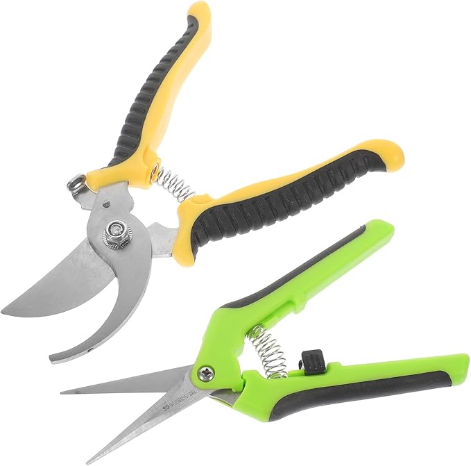 DOITOOL 2pcs Garden Pruning Shears and Plant Scissors Set Sk5 Steel Heavy Duty Garden Clippers for Flower Trimming and Fruit Tree Cutting, Ergonomic Hand Tools for Indoor and Outdoor