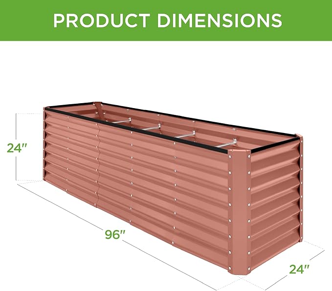 Best Choice Products 8x2x2ft Raised Outdoor Metal Garden Bed, Deep Root Box Planter for Vegetables, Flowers, Herbs, 240 Gallon Capacity, 100% Non Toxic Materials - Terracotta