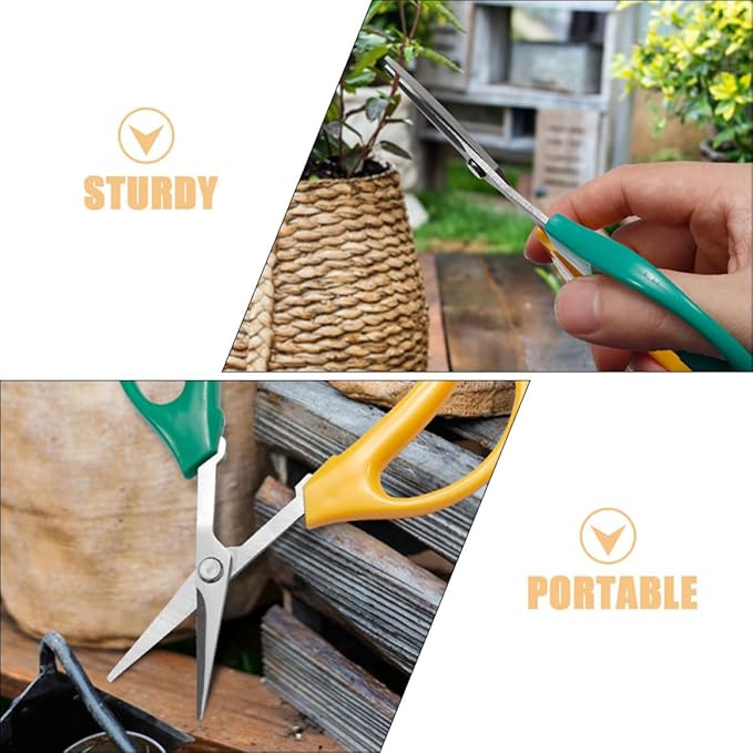 5pcs Stainless Steel Fruit Picking Shears Gardening Pruning Scissors Heavy Duty Hand Tools for Tree Trimming and Fruit Harvesting