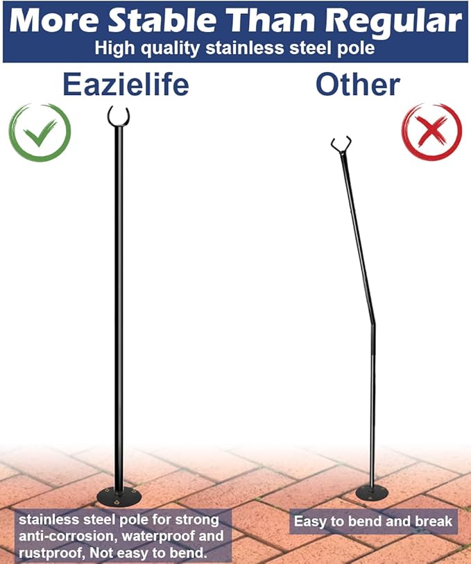 10FT String Light Pole for The Outdoor, Heavy Duty Metal Lighting Stand Pole for Hard Soil Wood Backyards Patio Weddings Holiday Party Decorations (1 Pack)