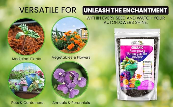 Organic Autoflower Potting Soil Mix – Ready-to-Use Living Soil, No Fertilizers Needed – Balanced Nutrients, Light Texture, Excellent Drainage, Boosts Germination & Root Growth (10 quarts)