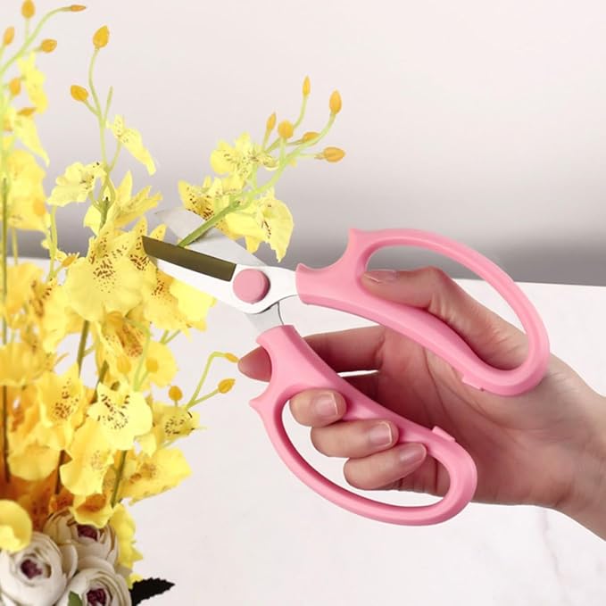 Luxshiny 8pcs Garden Pruning Scissors Set with Handles, Flower Arranging and Fruit Harvesting Shears, Lightweight Trimming Hand Tools for Gardening and Orchard Use