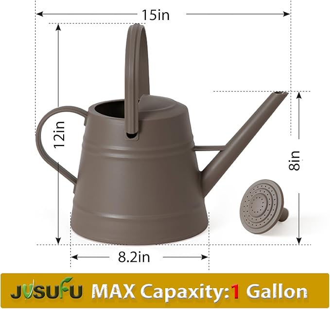 1 Gallon Watering Can for Plants, Watering Cans for Indoor&Outdoor Gardening, Water Can with Ergonomic Movable Handle (Brown)