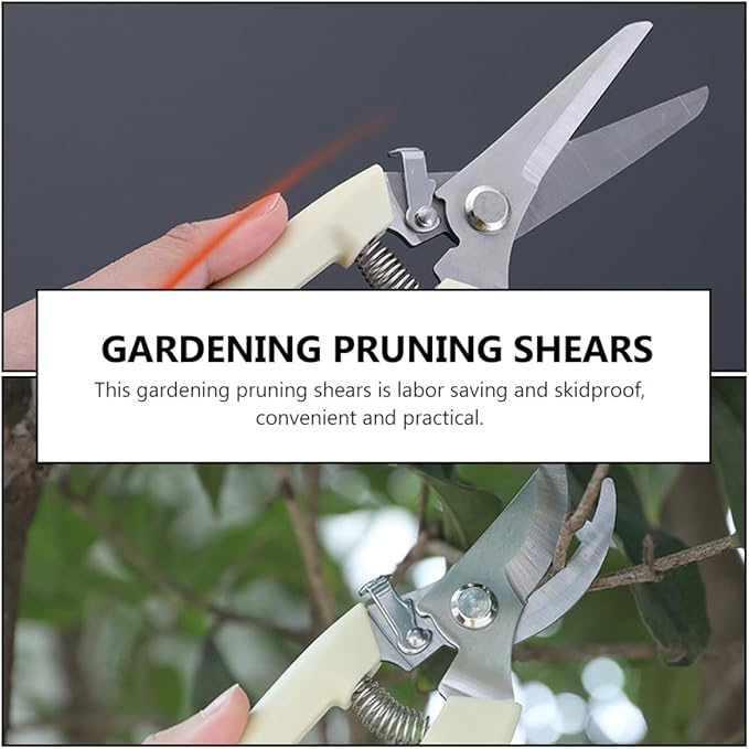 2pcs Stainless Steel Pruning Shears Gardening Trimmer Set with Straight and Bird Beak Blades Labor-saving Hand Tool for Fruit Tree Trimming and Bonsai Care