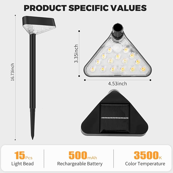 Solar Pathway Lights Outdoor, Bright LED Solar Landscape Lights, Waterproof Solar Garden Lights for Yard, Patio, Walkway, Lawn, Driveway(Warm White, 2 Pack)