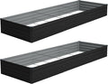 Vengarus 2 Pack 12x4x1FT Galvanized Raised Garden Bed Kit, Outdoor Metal Planter Box for Vegetables, Rectangular Steel Container, Easy Assembly (Black)