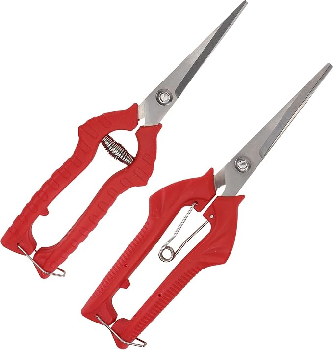 VOSAREA 2pcs Garden Pruning Shears Set with Bypass Blades, Large and Medium Fruit Picking Scissors for Tree Trimming and Bonsai Care, Gardening Hand Tools for Patio and Lawn Maintenance