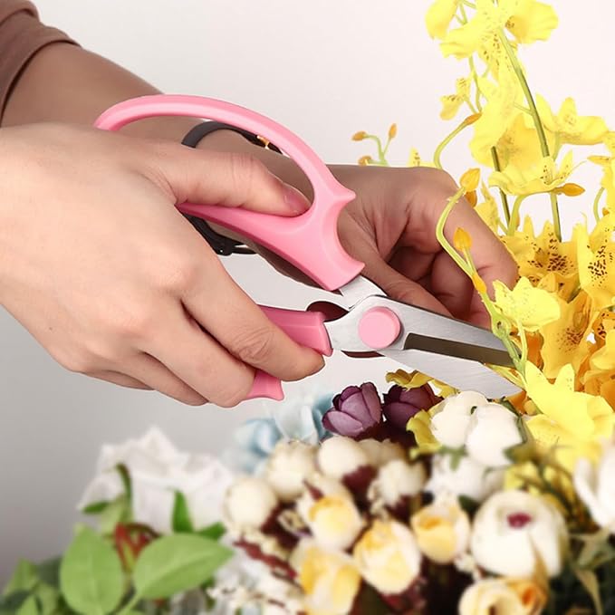 Luxshiny 8pcs Garden Pruning Scissors Set with Handles, Flower Arranging and Fruit Harvesting Shears, Lightweight Trimming Hand Tools for Gardening and Orchard Use