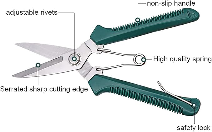 Pruning Shears 7.4 Inch Hand Pruner Garden Tools for Trimming Rose Floral Tree Plants Arthritis Weak Hand Snips Hand Tools