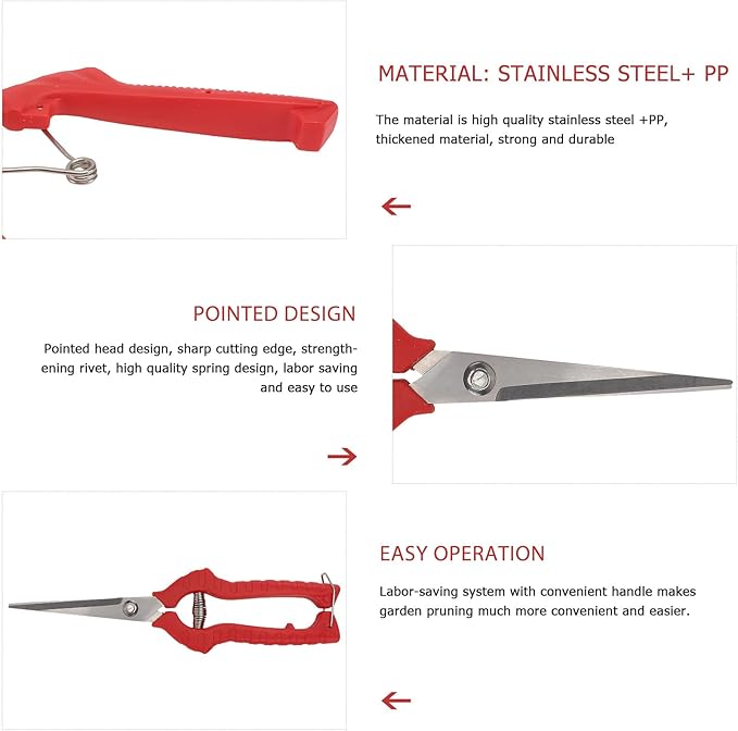 2-pcs Garden Pruning Shears and Trimming Scissors Set, Large and Medium Bypass Pruners for Fruit Trees and Bonsai, Red Gardening Hand Tools for Branch Cutting and Plant Maintenance