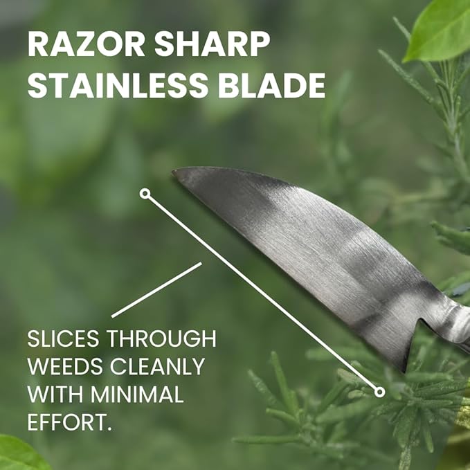 Hounen Miyawaki Japanese Weeding Sickle, Twisted Stainless Steel Kama Weeder (4.7 in (12 cm) Blade), 13 in (33 cm) Wood Handle, Root Slicer for Garden Beds & Crabgrass, Made in Japan