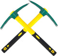 ZOENHOU 2 PCS 15-Inch Solid Pick Mattock, Forged Garden Pick, Weeding Mattock Hoe Agriculture Hand Tools with Heavy-Duty Fiberglass Handle for Weeding Cultivating Camping Prospecting