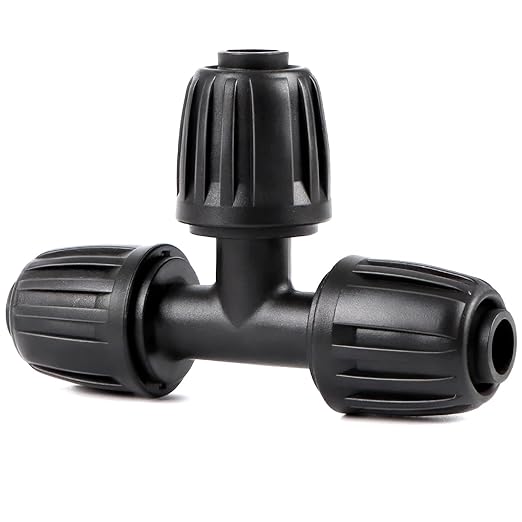 Copadri 12 Pieces 1/2 Inch Drip Irrigation Tee Fittings, 1/2'' Drip Line Barbed Locked Tee Connectors for 1/2 Inch Irrigation Tubing (1/2" ID x 0.640" OD) Anti-leak 3-Way Irrigation System Parts