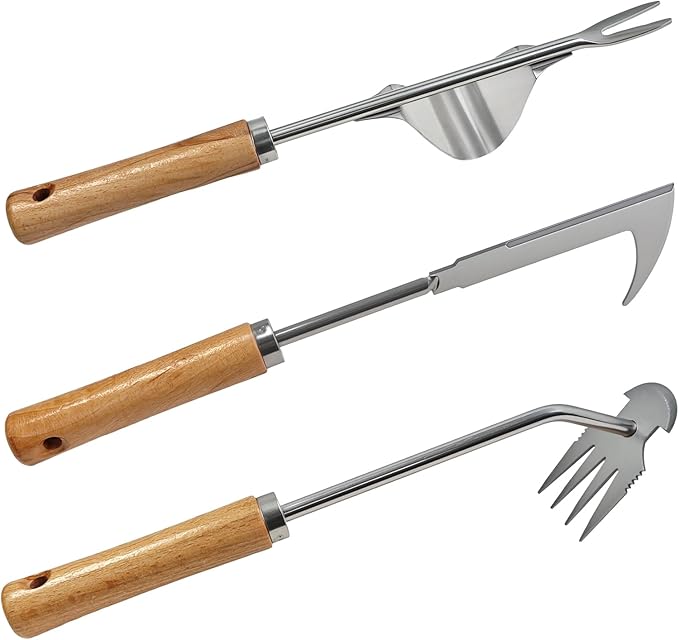 3Pcs Weed Puller Tool, Weeding Tools Gardening Garden Stainless Steel Weeds Removal Tools, Crack Weeder for Yard and Garden