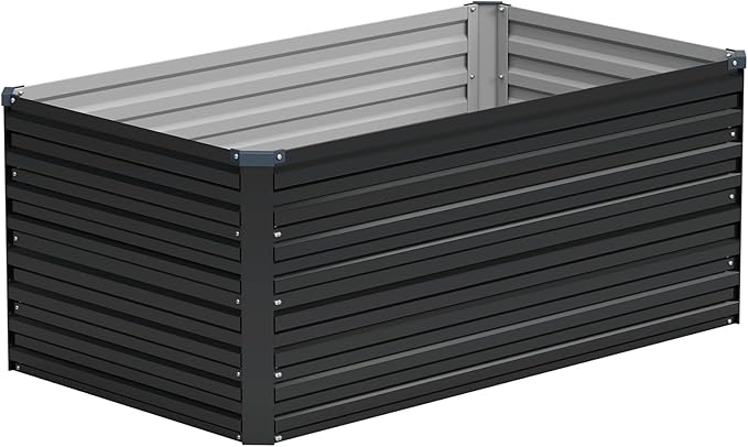 Vengarus 4x2x2FT Galvanized Raised Garden Bed Kit, Outdoor Metal Planter Box for Vegetables, Fruits,Herbs, and Succulents - 120 Gallon Capacity,Black