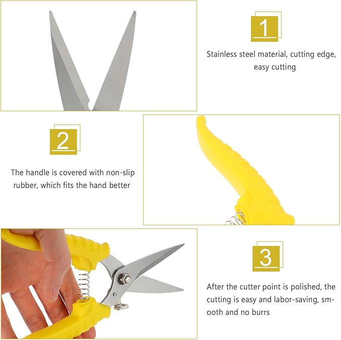 Mipcase Garden Scissor Pruning Shear with Serrated Edge 8-Inch Multi-Purpose Gardening Tool for Pruning and Trimming in Lawn Care and Garden Maintenance Random Color Random Color