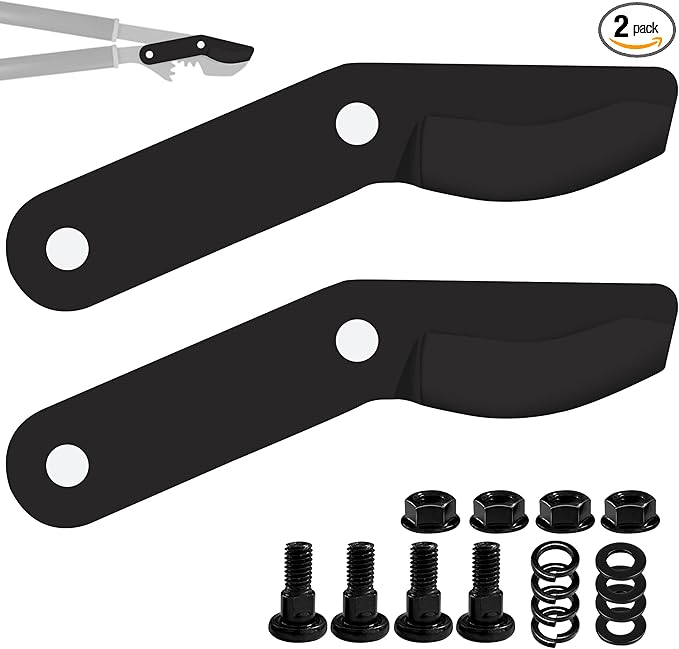 (2-Pack) Alloy Steel Lopper Replacement Blades with Screws Compatible with Garden Loppers – Heavy-Duty Large Pruner Blades for Tree Trimming, Branch Cutting and Gardening Tools – Black
