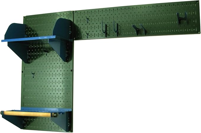 Wall Control Pegboard Garden Supplies Storage and Organization Garden Tool Organizer Kit with Green Pegboard and Blue Accessories
