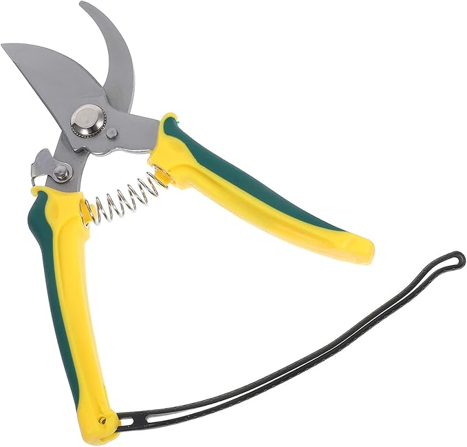 HEMOTON Bent Tip Pruning Shear for Tree Trimming with Lanyard, Stainless Steel Garden Clippers for Branches and Plant Care, Multi-purpose Hand Tool for Orchard and Flower Gardening