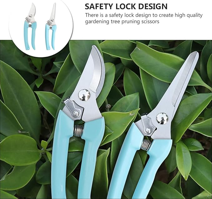 2pcs Garden Pruning Shears and Fruit Tree Branch Shears for Gardening, Curved and Straight Blade Designs, Sturdy Hand Tools for Tree Branch and Twig Trimming in Home Garden