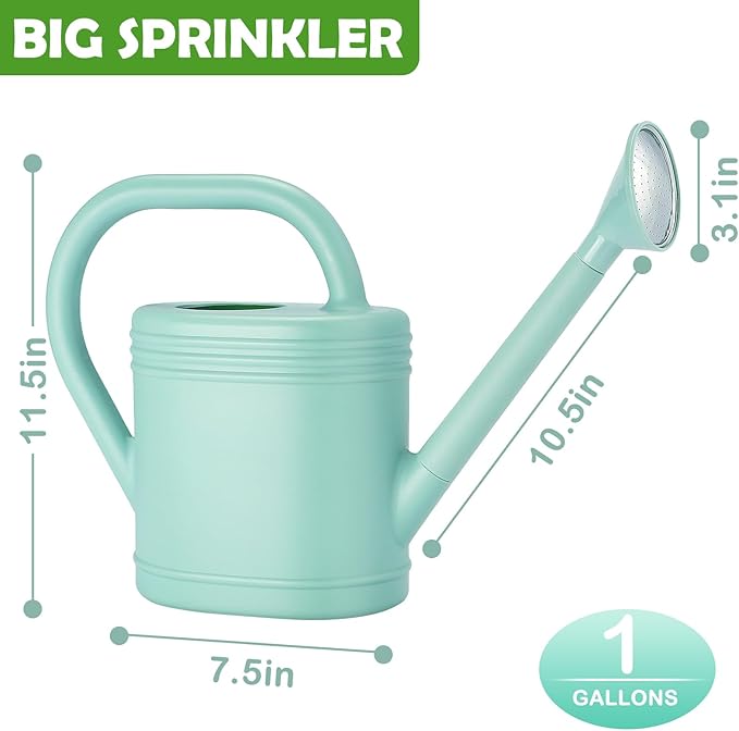 1 Gallon Watering Can for Indoor Plants, Garden Watering Cans for Outdoor Plant House Flower, Modern Plant Watering Can Large Long Spout with Sprinkler Head