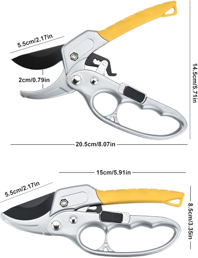 Trimming Tool Heavy Duty Garden Pruning Shear Fruit Tree Branch Pruner Trimmer Tools Ratchet Hand Pruner Cutter Plant Scissor Garden Hand Tool Durable and Versatile.