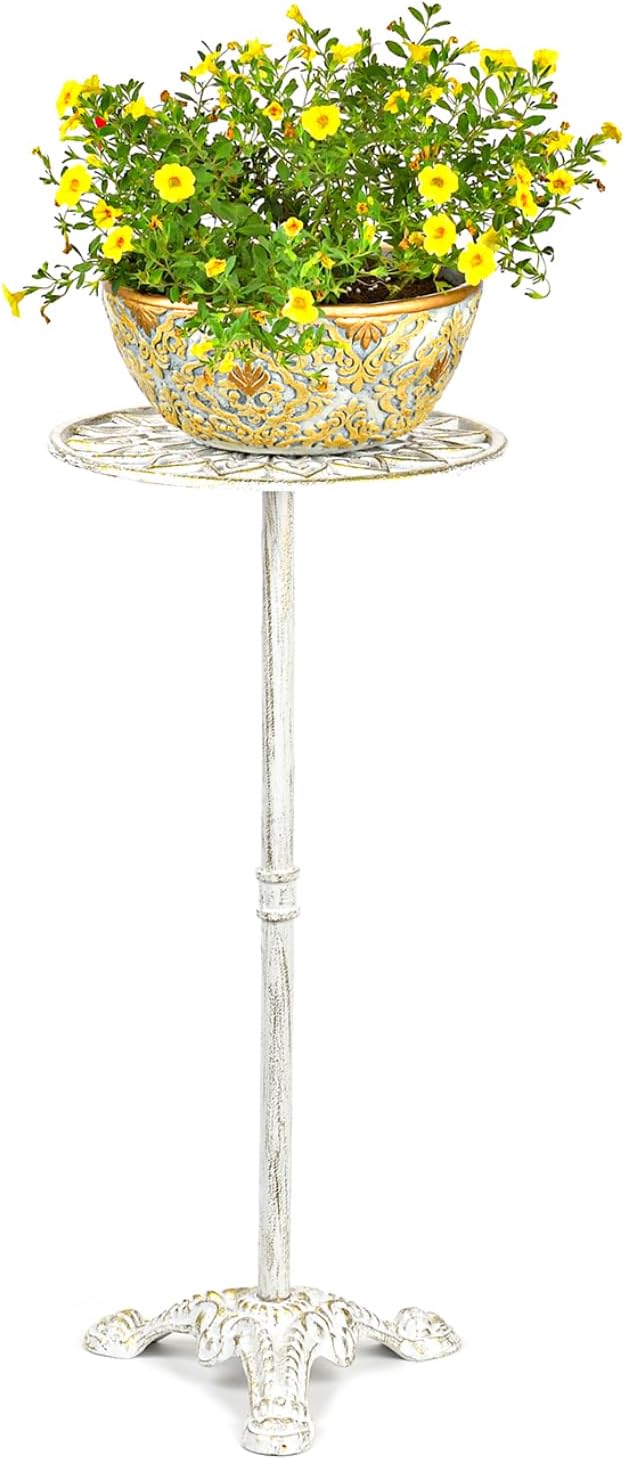 Sungmor Heavy Duty Cast Iron Potted Plant Stand, 24.2" Tall Metal Plant Stand, Vintage & Rustic Style Flower Stand Indoor Outdoor Garden Table, Decorative Flower Pot Holder for Balcony Patio