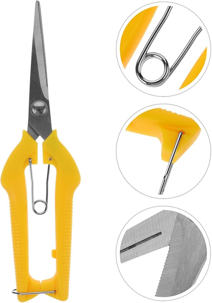 NUOBESTY Garden Branch Shears Stainless Steel Fruit Picking Pruning Scissors with Yellow Handle Multipurpose Gardening Hand Tool for Tree Branches and Bonsai Trimming