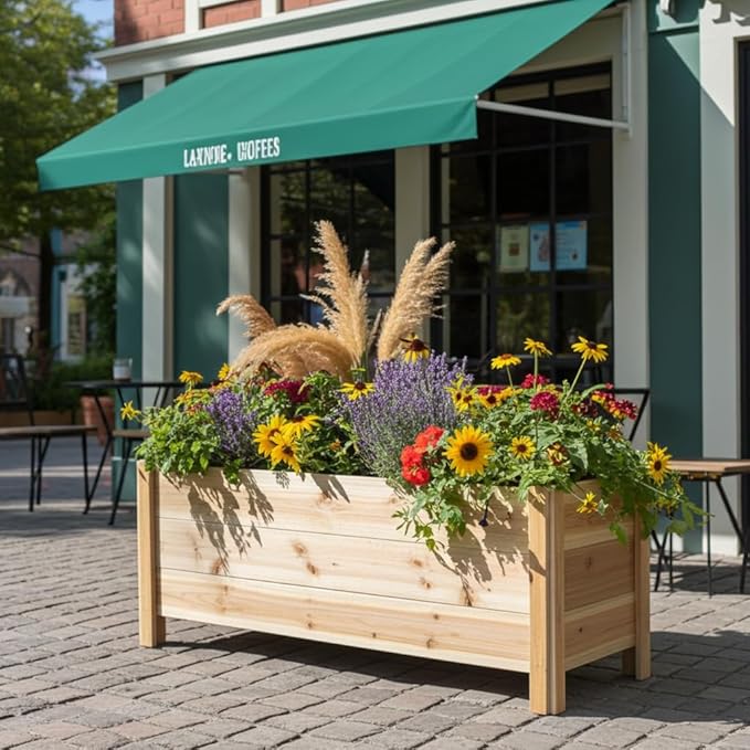 Tall Cedar Raised Garden Planter Box with Legs – Elevated Design for Comfortable Gardening, Custom Sizes for Home, Patio & Commercial Use (36" L x 18" W x 25" H)