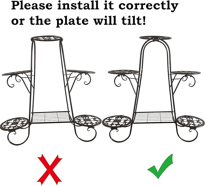 CarolynDesign 6 Tier Metal Plant Stand for Indoor and Outdoor, Multi Flower Pot Holder Shelf for Living Room Patio Lawn Garden Balcony