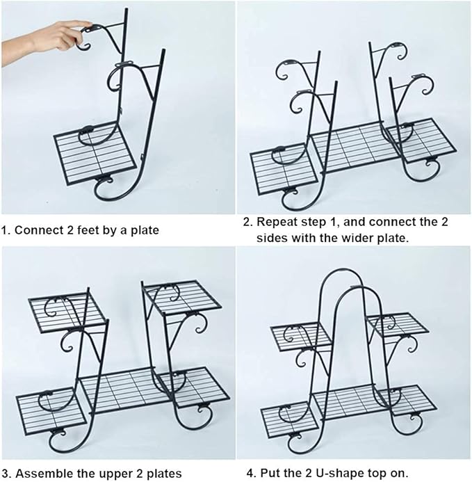 CarolynDesign 6 Tier Plant Stands for Indoors and Outdoors, Flower Pot Holder Shelf for Multi Plants, Black Metal Plant Stand for Patio