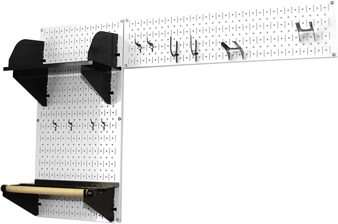 Wall Control Pegboard Garden Supplies Storage and Organization Garden Tool Organizer Kit with White Pegboard and Black Accessories