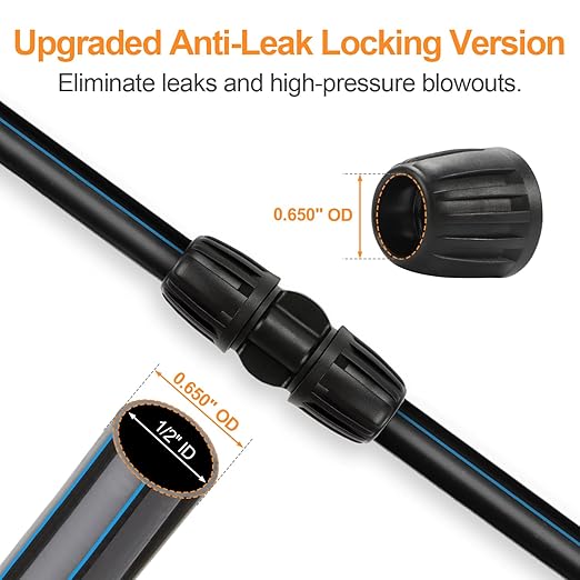 Copadri 1/2 Inch Drip Irrigation Coupling Fittings, 12 Pieces Barbed Locked Coupler Connectors for 1/2 Inch Irrigation Tubing (1/2" ID x 0.640" OD) Anti-leak Straight Coupling for Garden Drip Systems