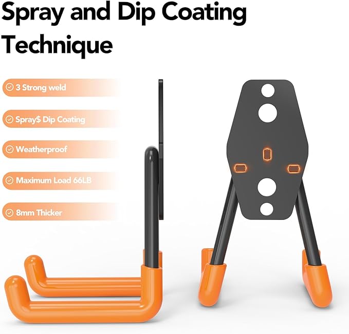 Wallavant Skateboard Hooks 2-Pack Small Utility Heavy Duty Holder Garage Storage Wall Mount for Stroller Tennis Garden Tool Household Warehouse Shed