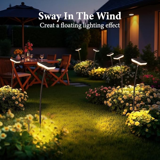 Solar Garden Lights Outdoor 4 Pack 30" Tall Solar Pathway Lights Ip65 Waterproof for Outside Up to 12H Bright Swaying Light for Plant Flower Bed Walkway Decor Landscape Lawn Patio Path Yard