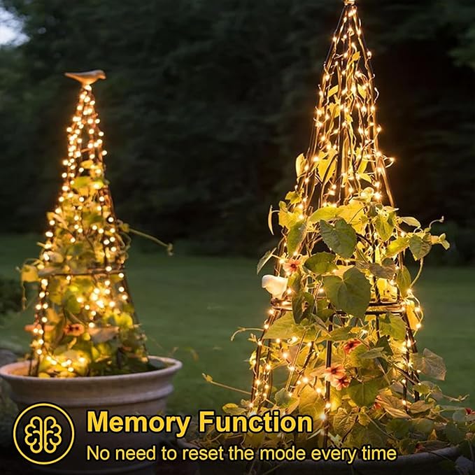 QITONG Solar Fairy Lights, 4 Pack Each 33ft 100 LED Warm White Christmas Light Outdoor Waterproof, 8 Modes Silver Wire Twinkle Mini Lights