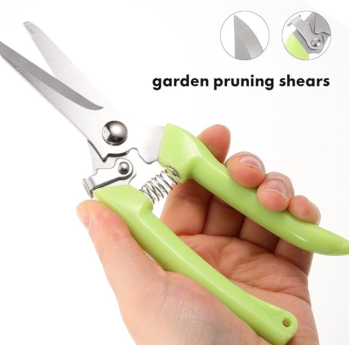 2pcs Stainless Steel Pruning Shears Gardening Cutting Tool Curved and Straight Blades Plant Scissors for Garden Flower Trimming and Fruit Picking