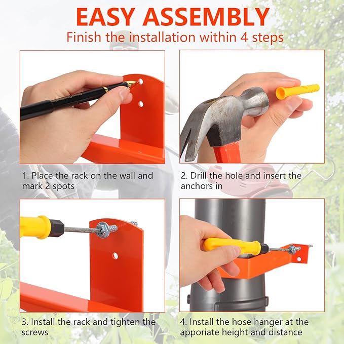 Backpack Blower Rack with Hose Holder - Heavy Duty Backpack Sprayer Wall Mount with Dual-Sided Hooks, Space-Saving Backpack Hanger for Weed Eater, Hedge Trimmer and Chain Saw, 330lbs Load Capacity