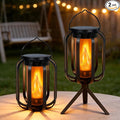 (New) 2 Pack Solar Lanterns Lights, Solar Lights Outdoor with Flickering Flame, 4 Modes Waterproof Hanging Lantern Decorative, Solar Powered Lanterns for Yard Patio Proch Tree Garden Decor