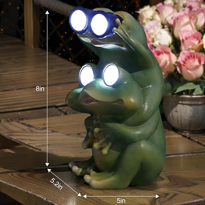 Garden Decor Outdoor Statue Yard Frog Solar Figurines Patio Art Home Outside Decorations Lawn Ornaments Gardening Gifts Ideas for Mom Mother Grandma Women Wife Sister