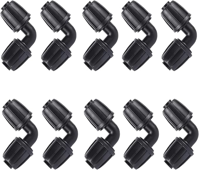 1/2 inch Irrigation Fittings Elbow Connectors For (1/2" ID x0.6-0.63" OD) 16mm Drip Tubing Barbed Connectors-10 Pcs/pack