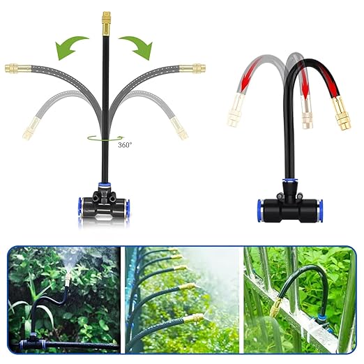 54.8ft 360° Bendable Drip Irrigation Kit with Misting Tube - Adjustable Automatic Irrigation System System for Garden, Lawn, and Plants(Easy Installation, 6-Step Setup)