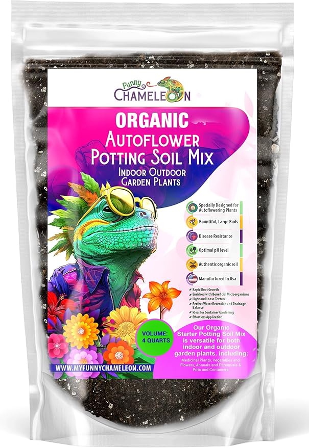 Organic Autoflower Potting Soil Mix – Ready-to-Use Living Soil, No Fertilizers Needed – Balanced Nutrients, Light Texture, Excellent Drainage, Boosts Germination & Root Growth (4 QUARTS)