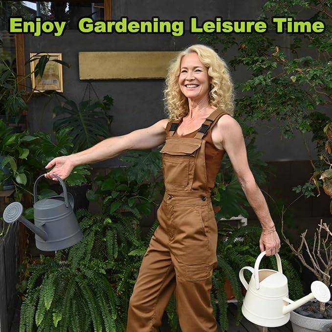 1 Gallon Watering Can for Plants, Watering Cans for Indoor&Outdoor Gardening, Water Can with Ergonomic Movable Handle (White)