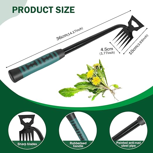 Weed Remover Tool,2-in-1 Portable Hand Weeding Tool with 5 Teeth,Portable Garden Weeder Tool,2026 New Gardening Weeding Tools,for Garden Hand Tools for Garden, Backyard, Farm & Vegetable Planting