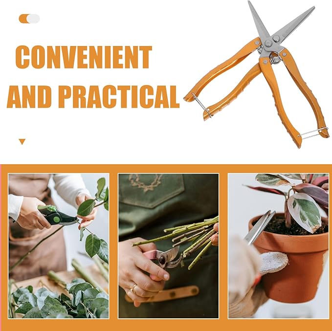 VANZACK 2pcs Stainless Steel Garden Pruning Shears Heavy Duty Plant Clippers for Fruit Tree and Vegetable Trimming, Large Gold Gardening Hand Tools for Orchard and Vineyard Use