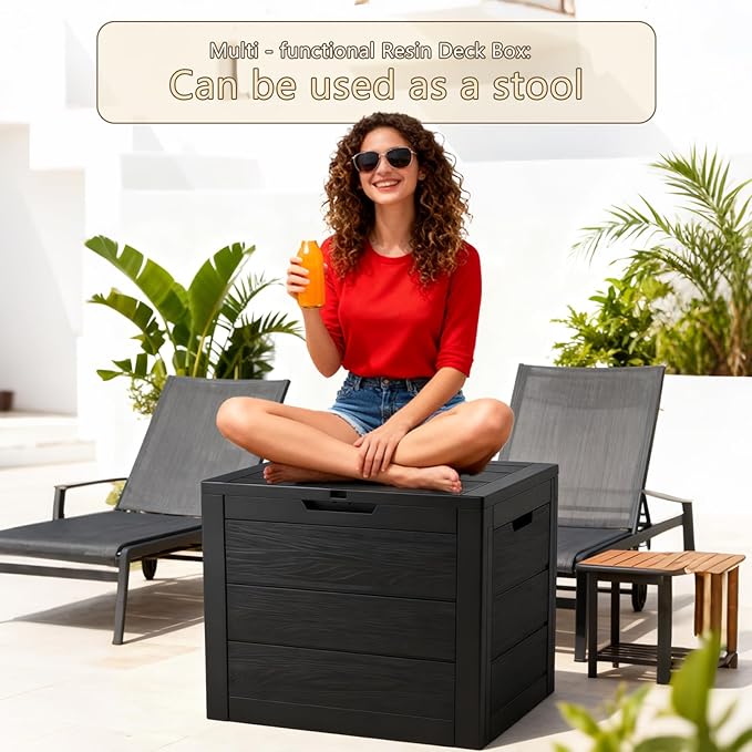 ZEUKMXOO 35 Gallon Outdoor Storage Box Waterproof,Deck Boxes Outdoor Waterproof,Resin Deck Box Delivery Boxes for Outside for Package Delivery,Patio Cushions,Gardening Tools,UV Resistant