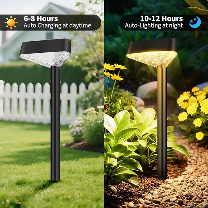 Solar Pathway Lights Outdoor, Bright LED Solar Landscape Lights, Waterproof Solar Garden Lights for Yard, Patio, Walkway, Lawn, Driveway(Warm White, 6 Pack)