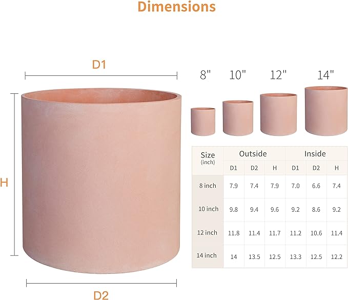 FaithLand Plant Pot 14 inch - Perfectly Fits Mid-Century Modern Plant Stand - Drainage Plug and Drainage Mesh Screen - Terracotta Color